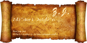 Zádori Jolán névjegykártya